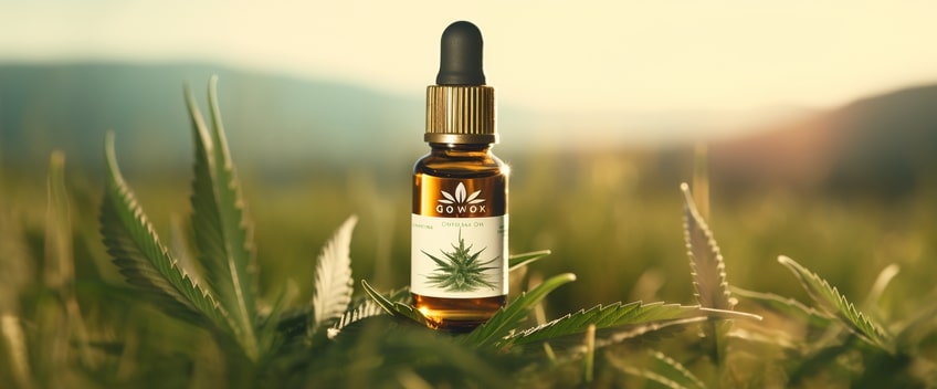 cbd oil on cannabis leafs