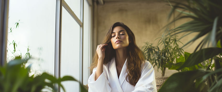cbd cream pretty woman closing eyes