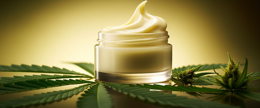 cbd cream with yellow and leafs