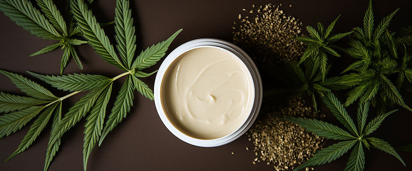 cbd cream with leafs