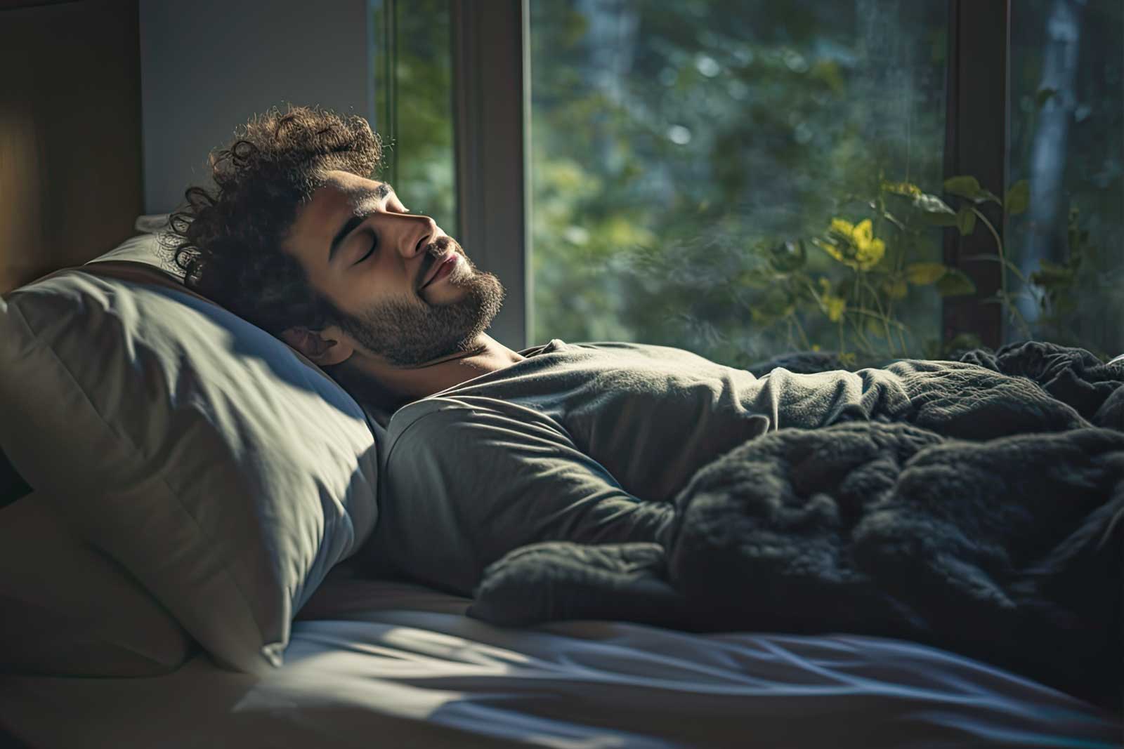 man in bed sleeping cbd