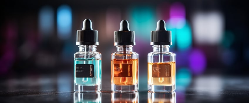 e liquide cbd bleu jaune et orange