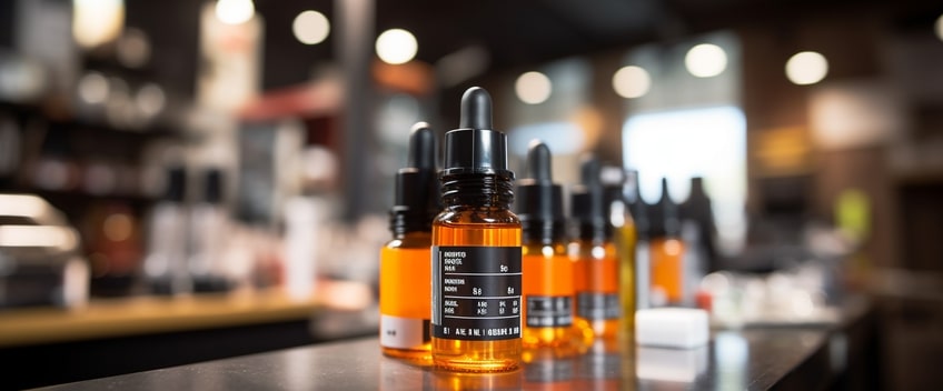 cbd e liquide orange sur un bar