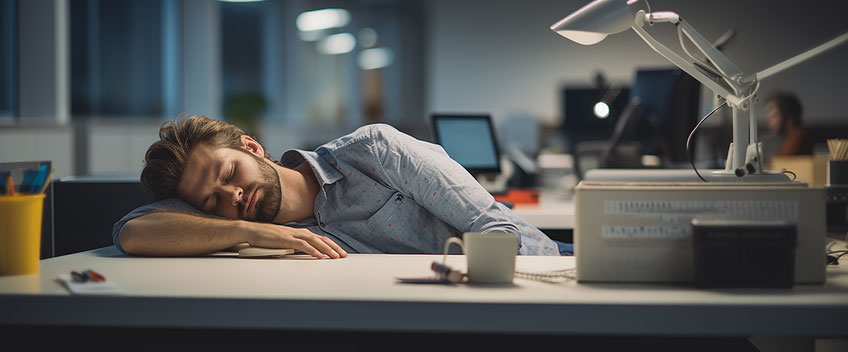huile cbd homme dormant au bureau
